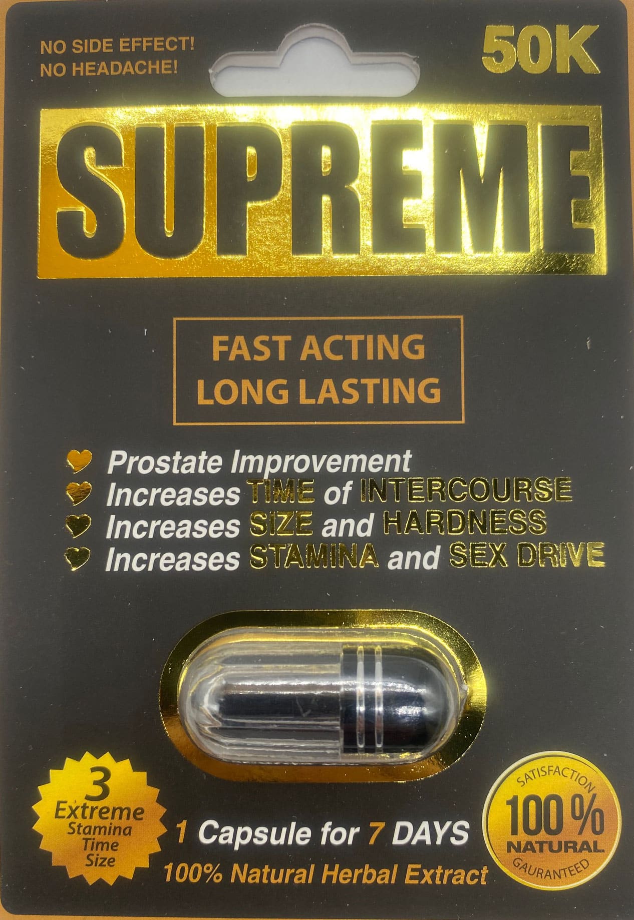 Supreme 50k Men Sexual Supplement Enhancement Pill Rhino Platinum 7